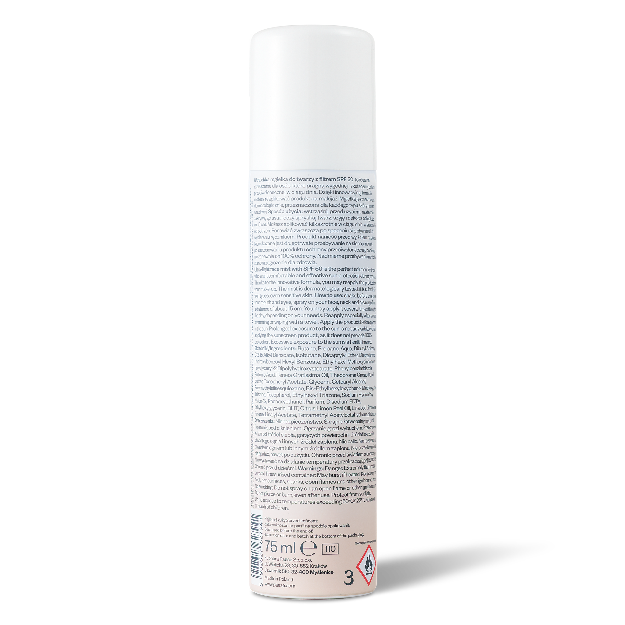 <span>Ultralekka Mgiełka SPF 50 </span> mgiełka ochronna na makijaż